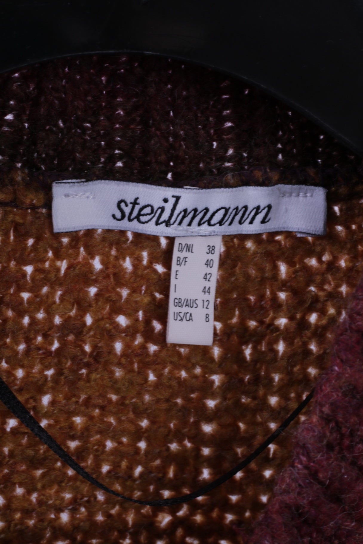 Steilmann Womens 12 38 Jumper Brown Short Sleeve Acrylic Two Button Top