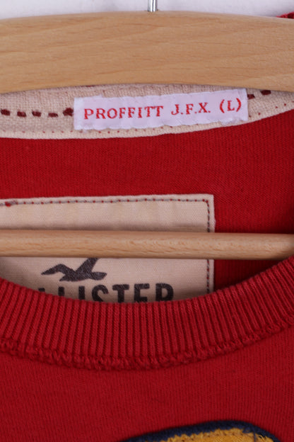 Camicia Hollister da uomo a maniche lunghe S in cotone rosso girocollo ricamato HCO