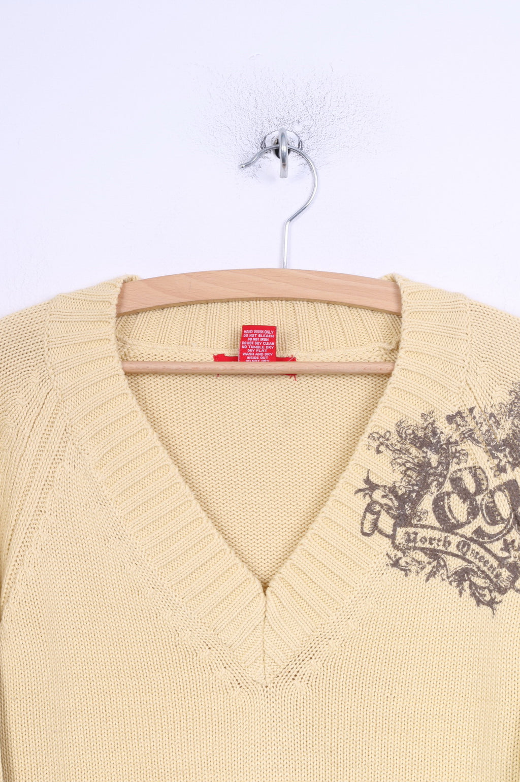 Kenvelo Pull M pour femme en acrylique jaune avec col en V