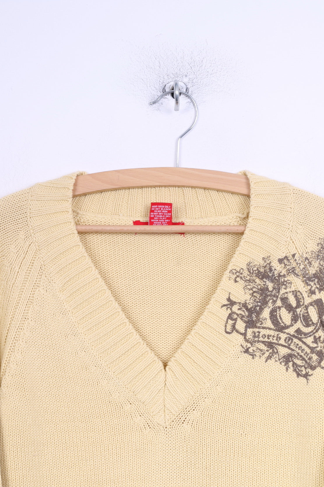 Kenvelo Pull M pour femme en acrylique jaune avec col en V