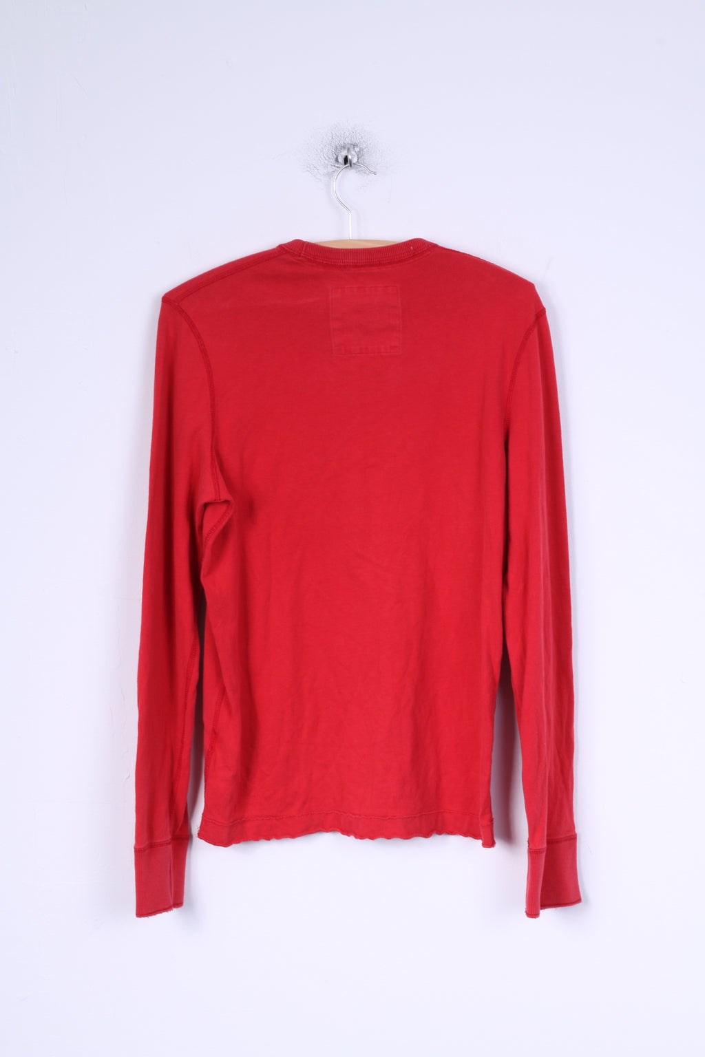 Camicia Hollister da uomo a maniche lunghe S in cotone rosso girocollo ricamato HCO