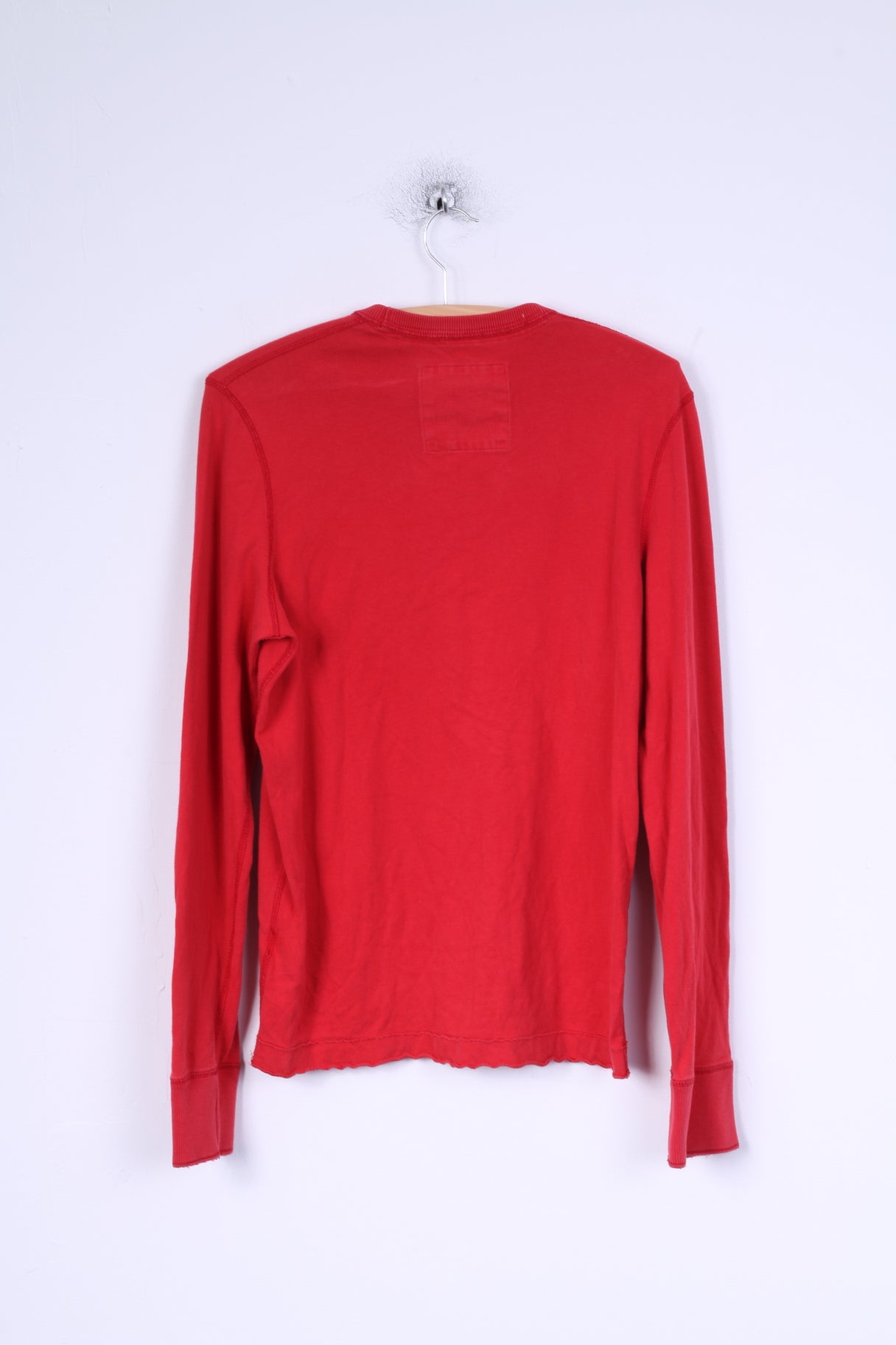 Camicia Hollister da uomo a maniche lunghe S in cotone rosso girocollo ricamato HCO