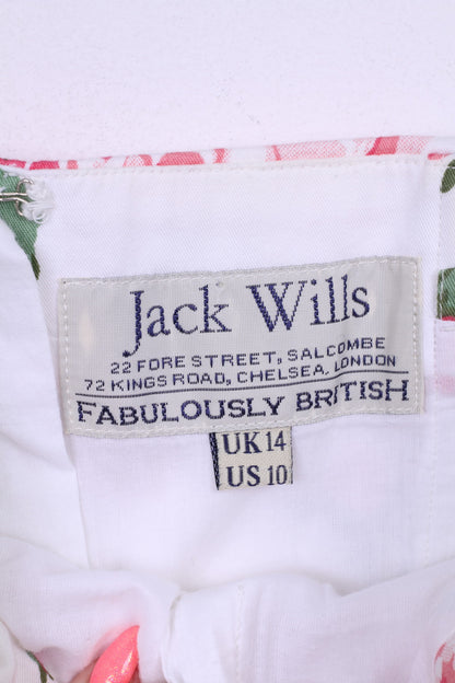 Mini abito da donna Jack Wills 10 S senza maniche con stampa di fiori bianchi svasato in cotone estivo