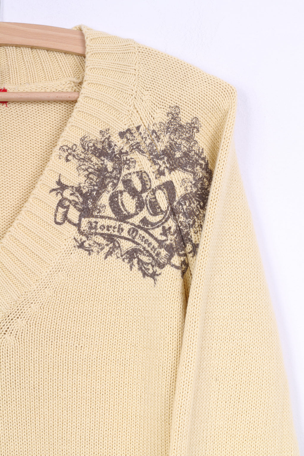 Kenvelo Pull M pour femme en acrylique jaune avec col en V