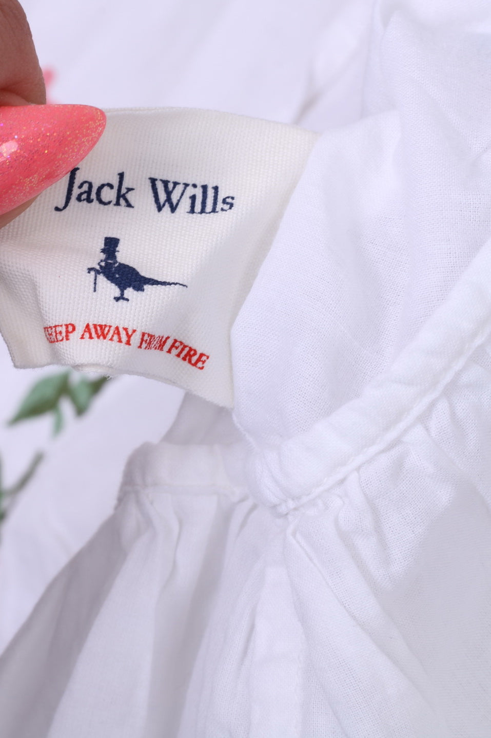 Jack Wills Womens 10 S Mini Dress Sleeveless White Flowers Print Flared Cotton Summer