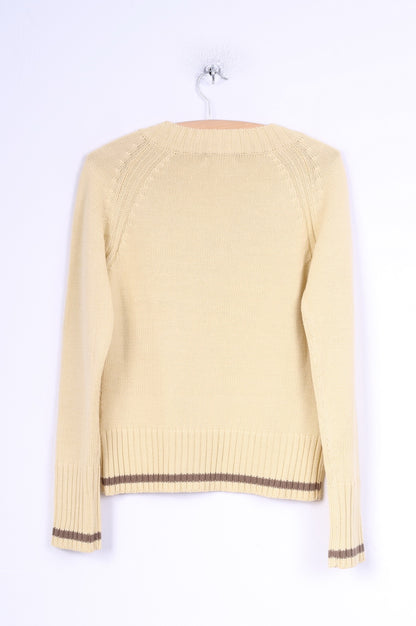 Kenvelo Womens M Jumper Yellow Acrylic V Neck Simply Sweater