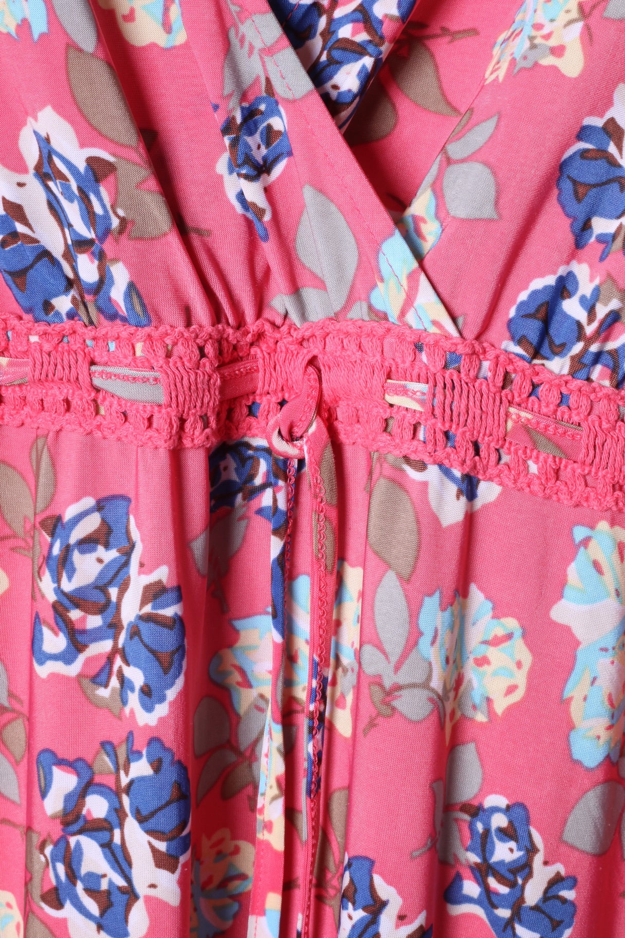 Happy Hollly Womens 40/42 M/L Midi Dress Pink Flowers Print V Neck