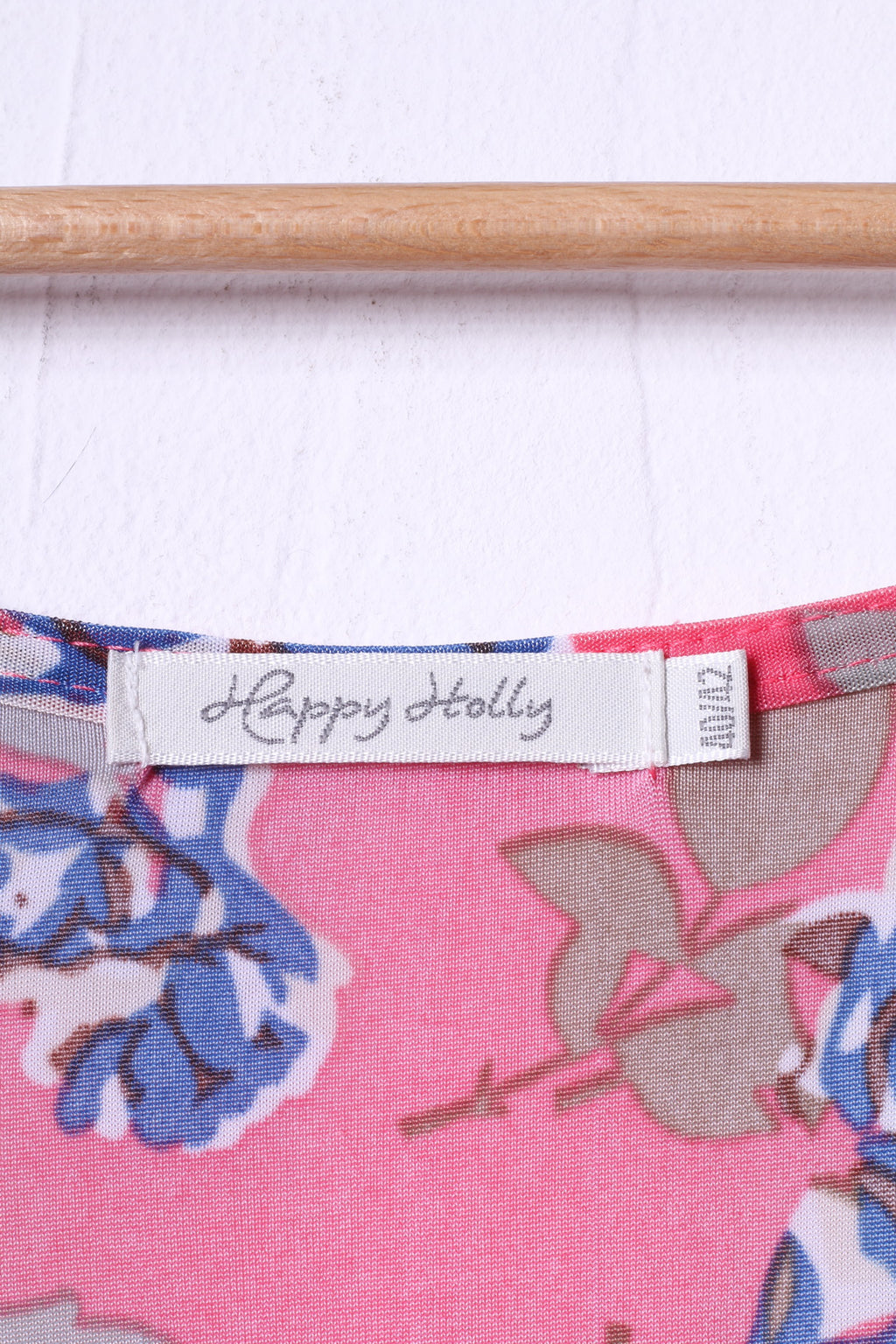 Happy Hollly Womens 40/42 M/L Midi Dress Pink Flowers Print V Neck