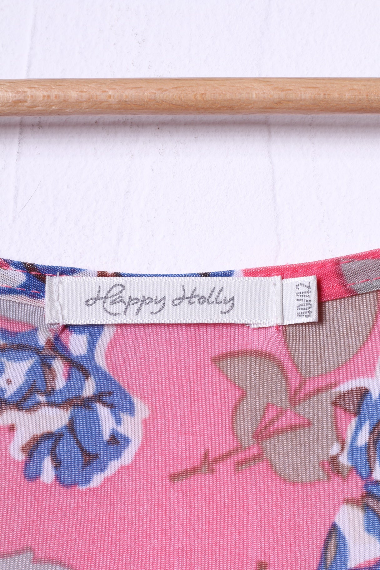 Happy Hollly Womens 40/42 M/L Midi Dress Pink Flowers Print V Neck