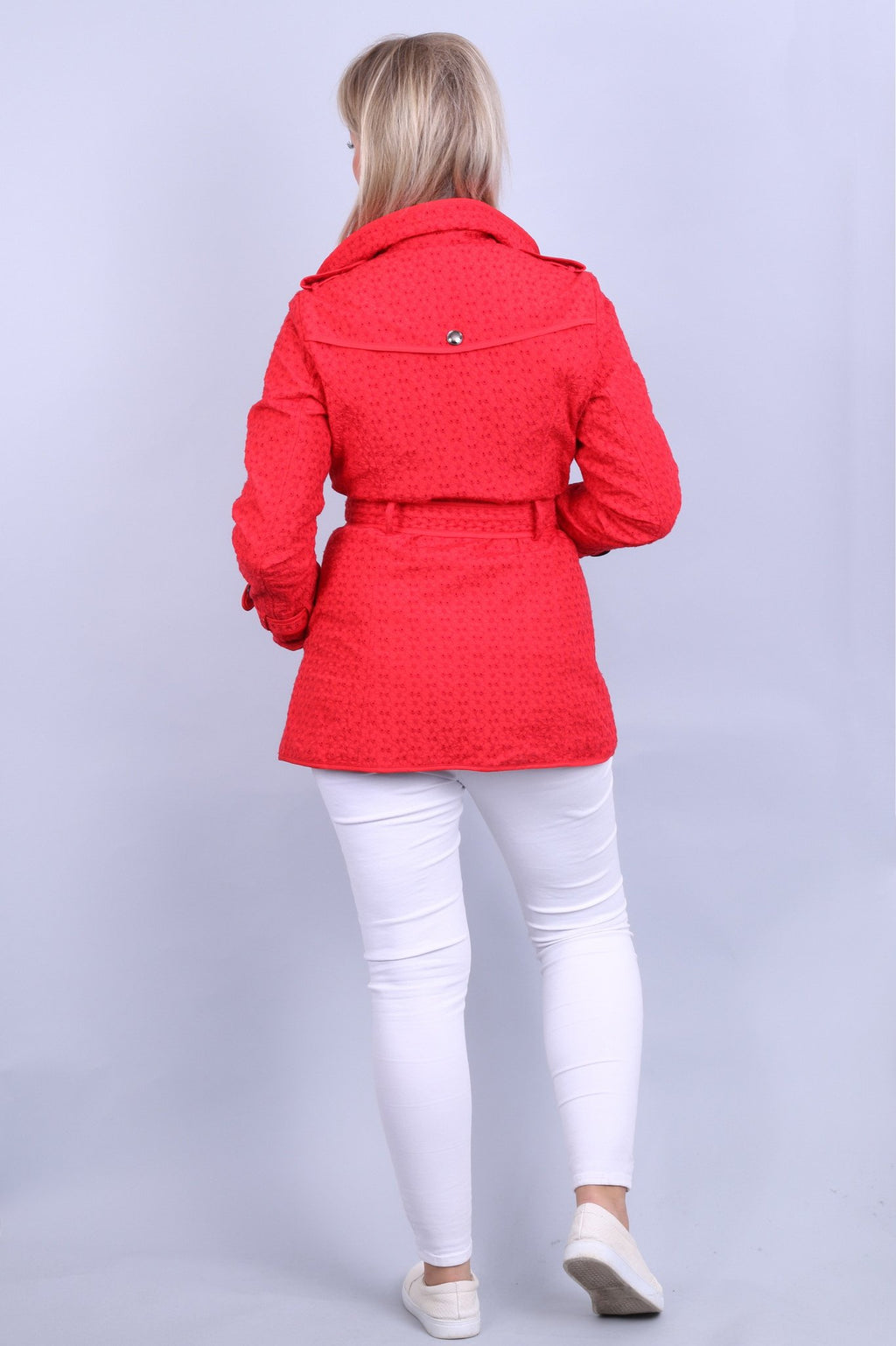 Green With Envy Femme L (M) Veste Rouge Green Envy Manteau léger avec ceinture