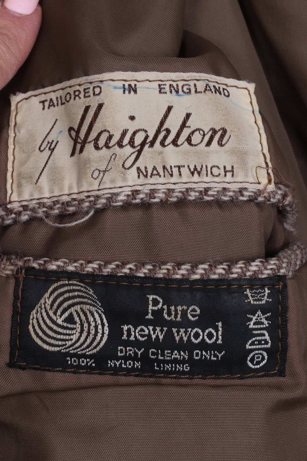 Tailored in England by Haighton of Nantwich Blazer da uomo da 40'' monopetto in lana a spina di pesce