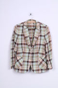 Christian Berg Womens M Blazer Check Green Single Breasted Linen