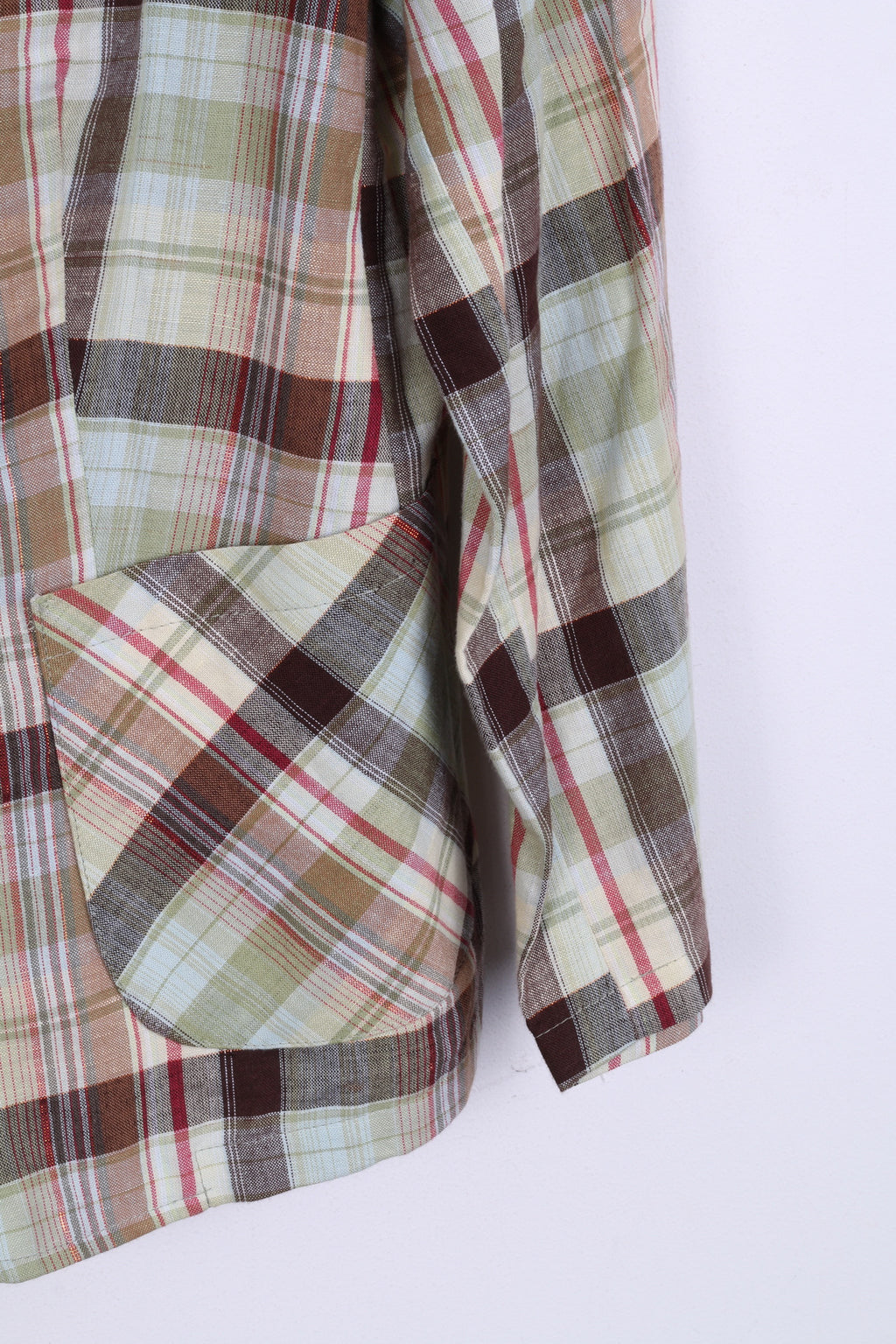 Christian Berg Womens M Blazer Check Green Single Breasted Linen