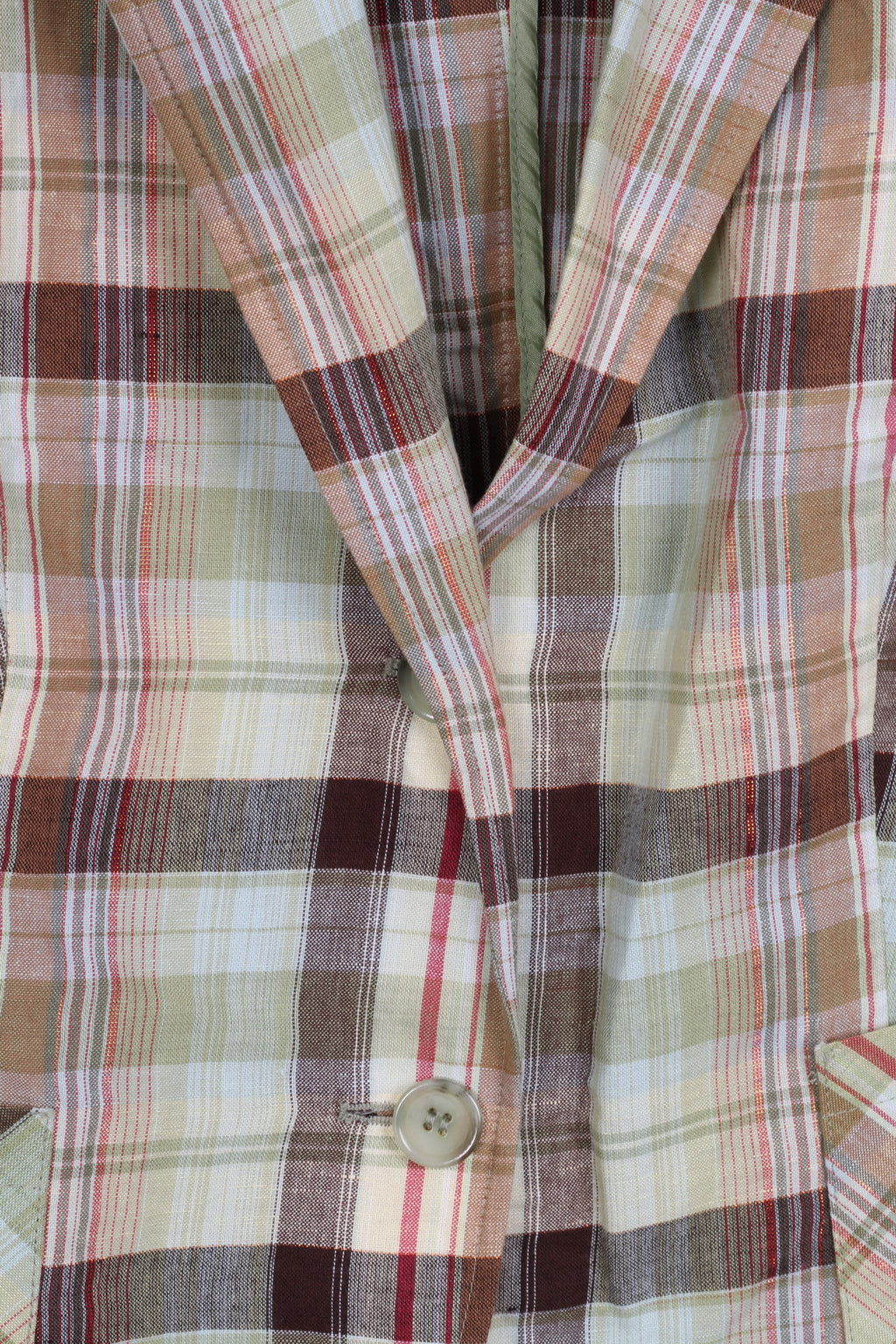 Christian Berg Womens M Blazer Check Green Single Breasted Linen