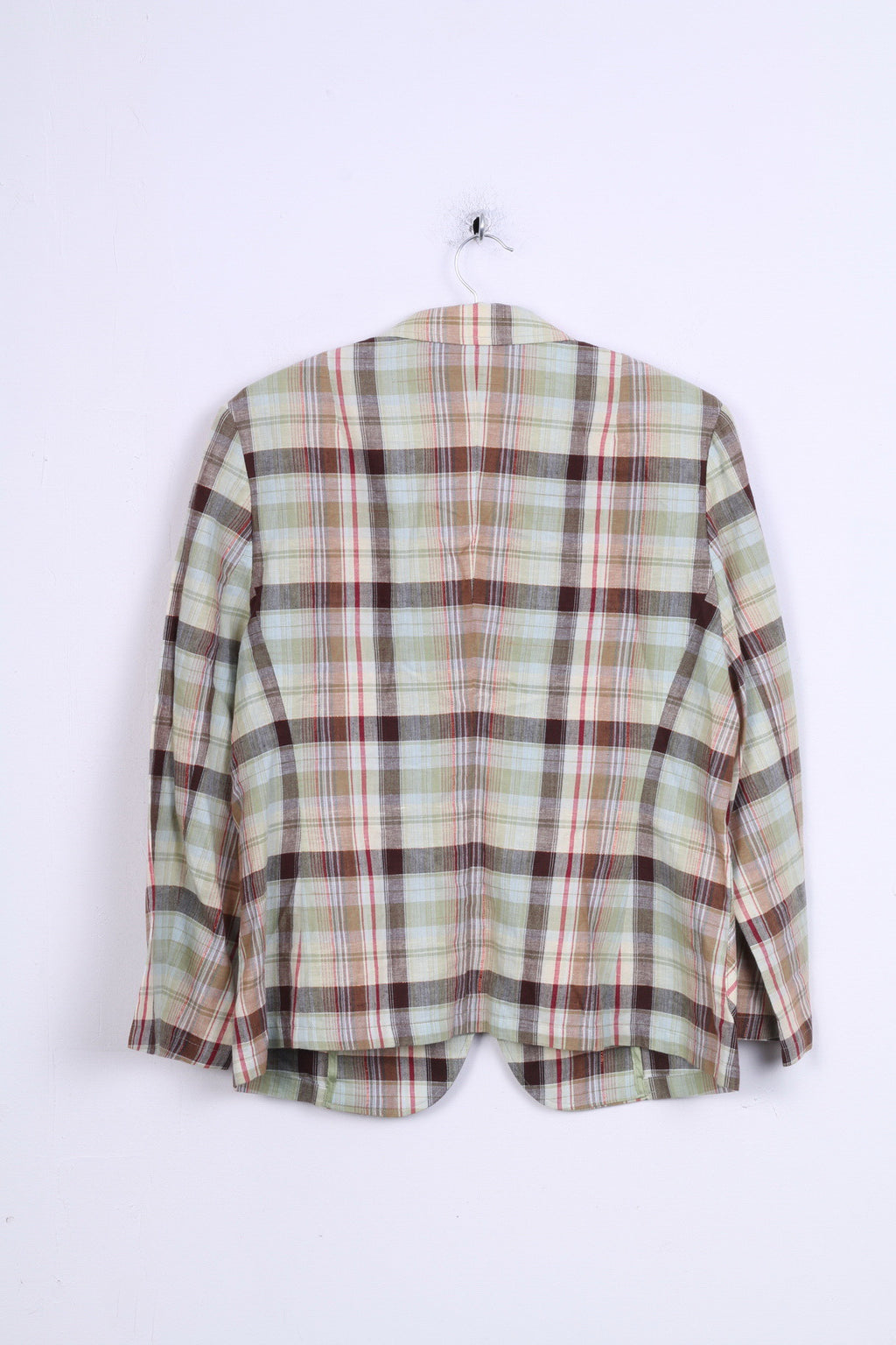 Christian Berg Womens M Blazer Check Green Single Breasted Linen