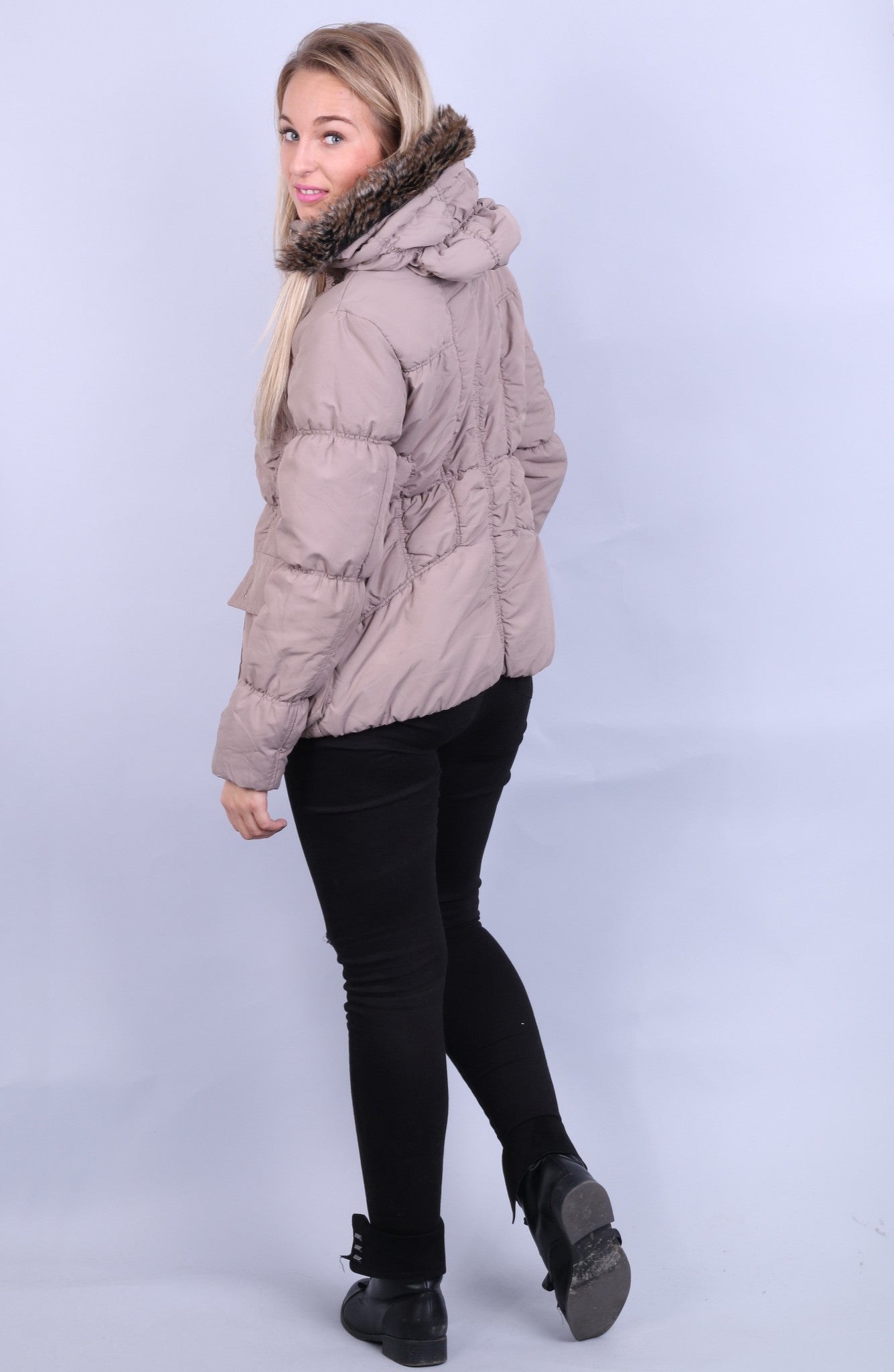 Orsay Womens 40 L Quilted Padded Jacket Parka Hood Brown Winter - RetrospectClothes