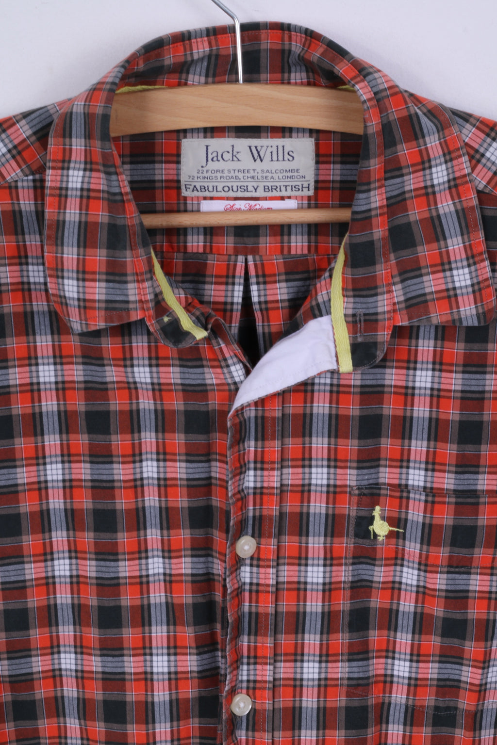 Jack Wills Mens M Casual Shirt Cotton Multi Color Cuffs Checkered British Long Sleeve