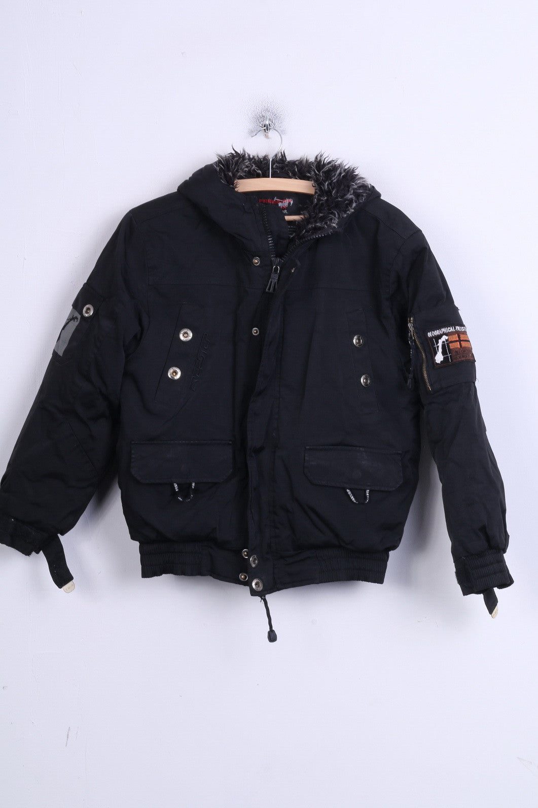 Giacca Freestep Norvegia Outdoor Boys 152 Cappuccio imbottito invernale nero