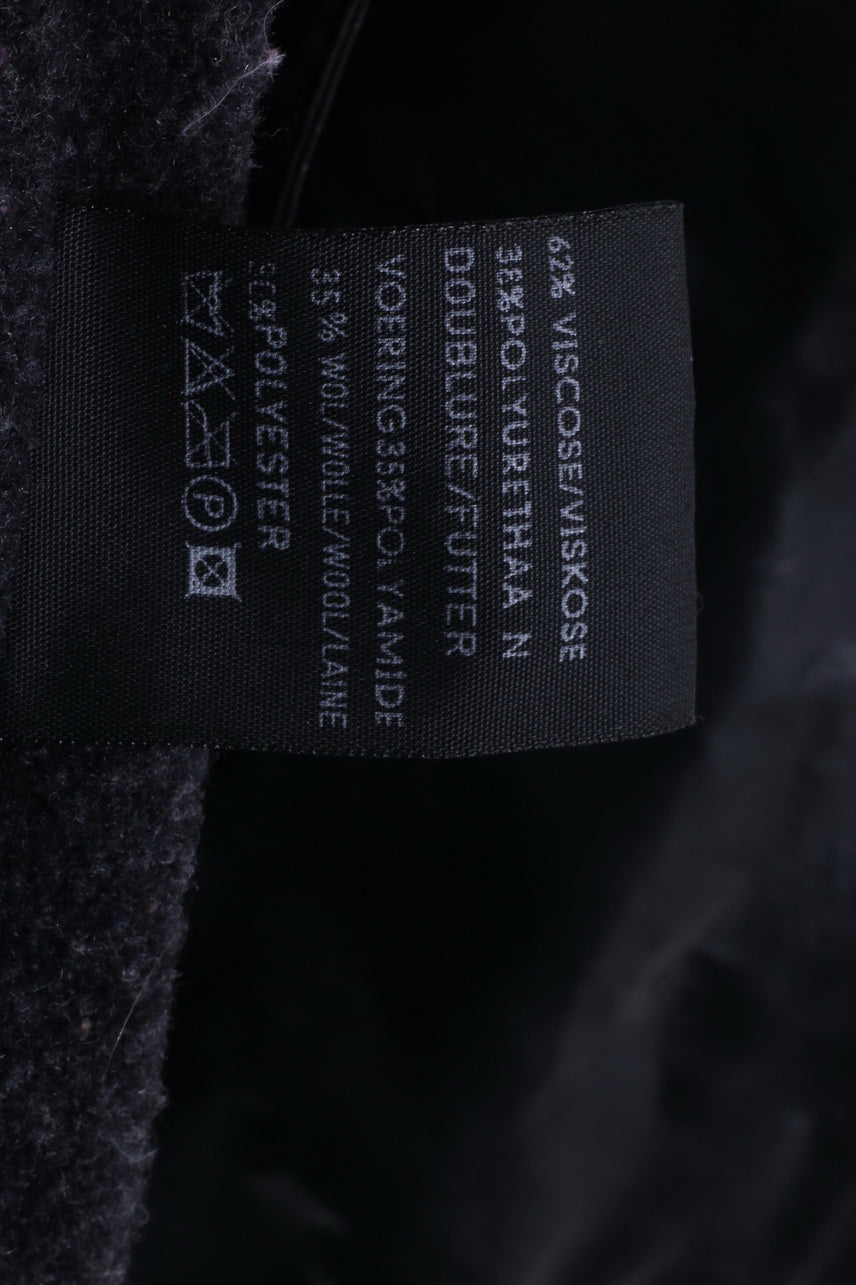 Cappotto Angela Luz da donna 42 XL Giacca doppiopetto in cera nera lucida