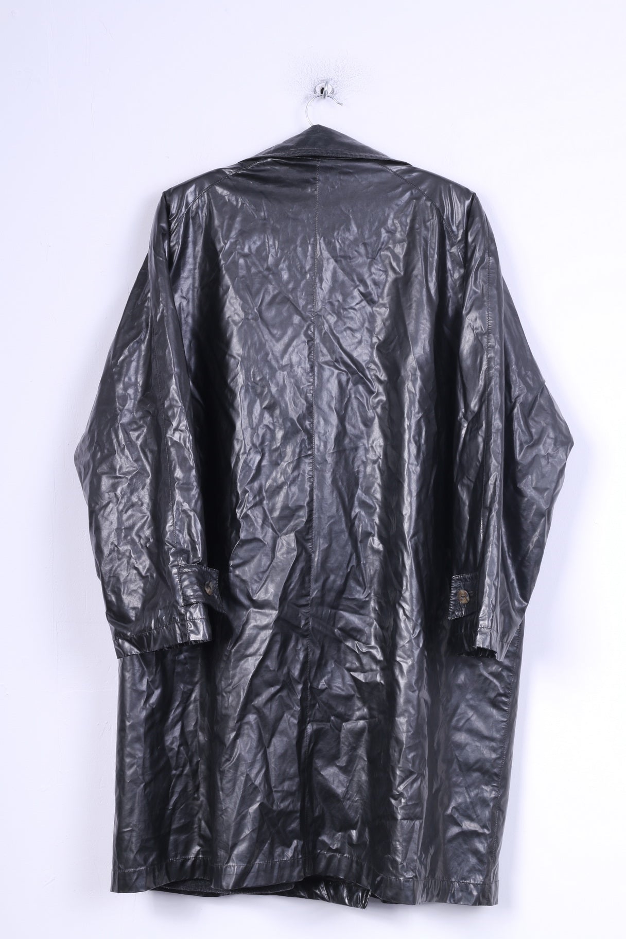 Cappotto Angela Luz da donna 42 XL Giacca doppiopetto in cera nera lucida