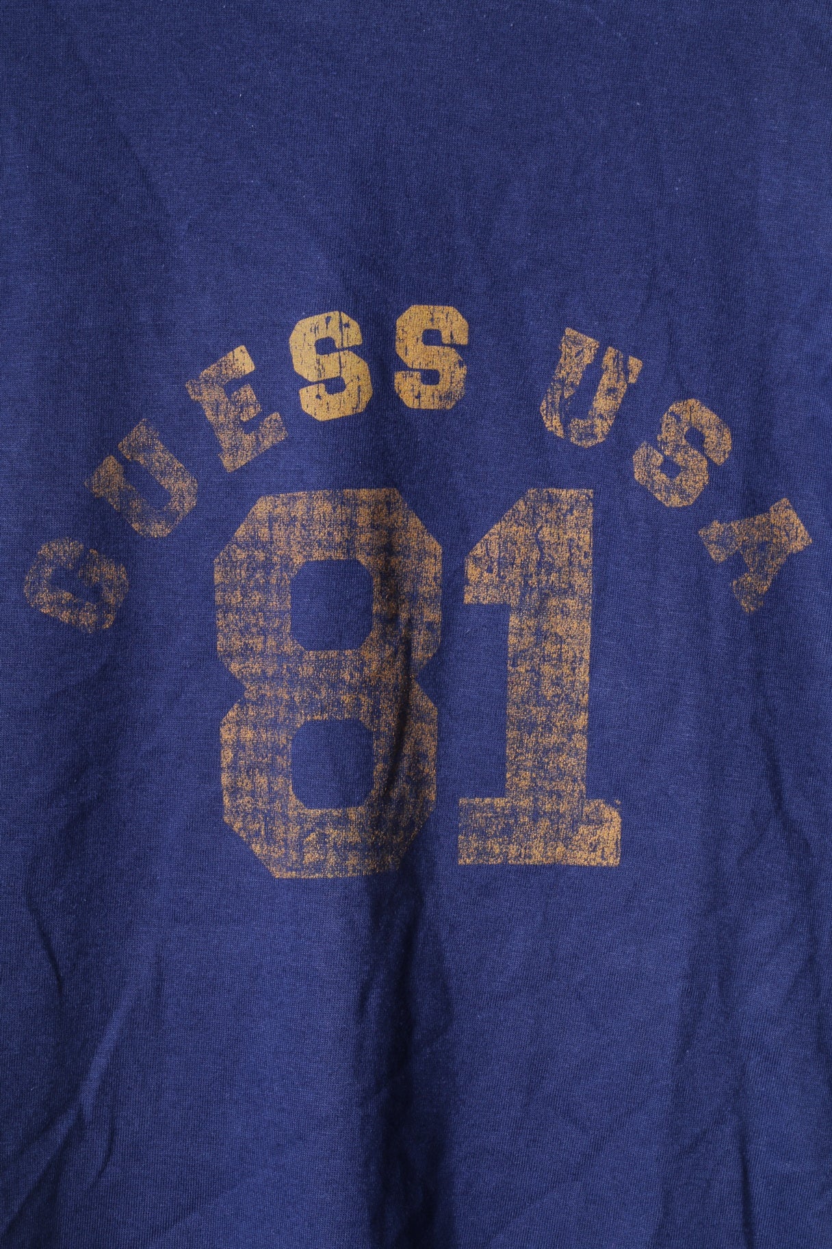 Guess Jeans T-shirt da uomo XL grafica in cotone blu scuro #81 Top retrò
