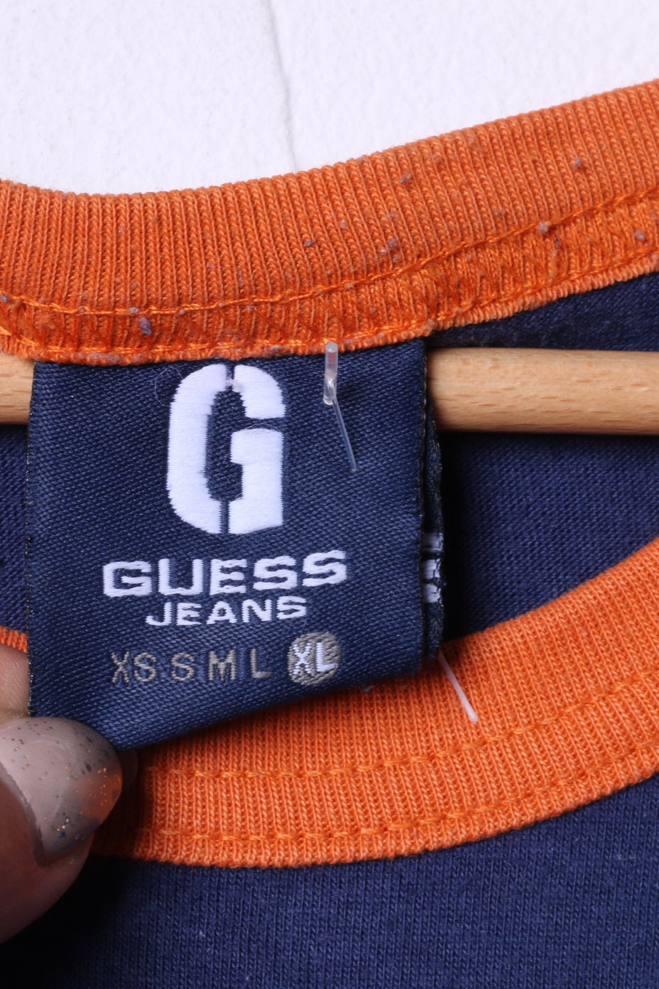 Guess Jeans T-shirt da uomo XL grafica in cotone blu scuro #81 Top retrò