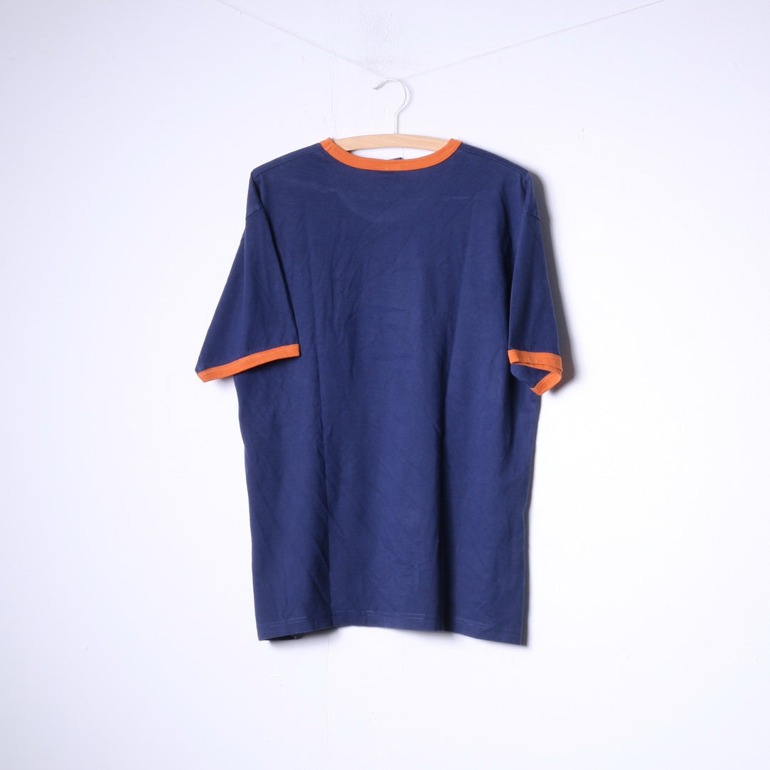 Guess Jeans T-shirt da uomo XL grafica in cotone blu scuro #81 Top retrò