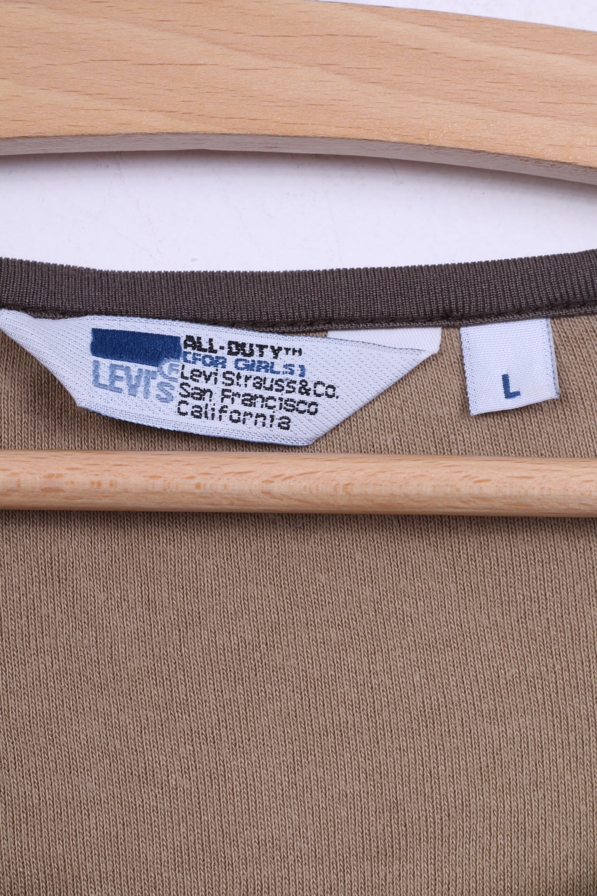 Levi's Femme L (M) Chemise à manches longues Beige Coton Col rond Haut militaire