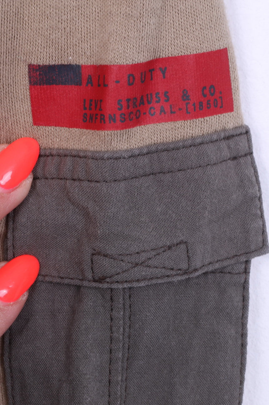 Levi's Femme L (M) Chemise à manches longues Beige Coton Col rond Haut militaire
