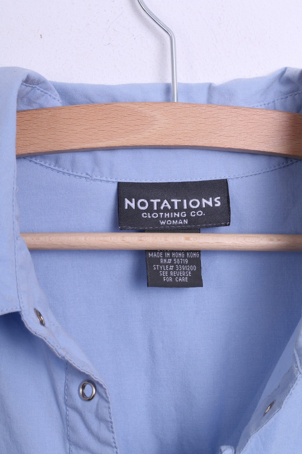 Notations Womens 2XL Casual Shirt Cotton Blue Short Sleeve - RetrospectClothes