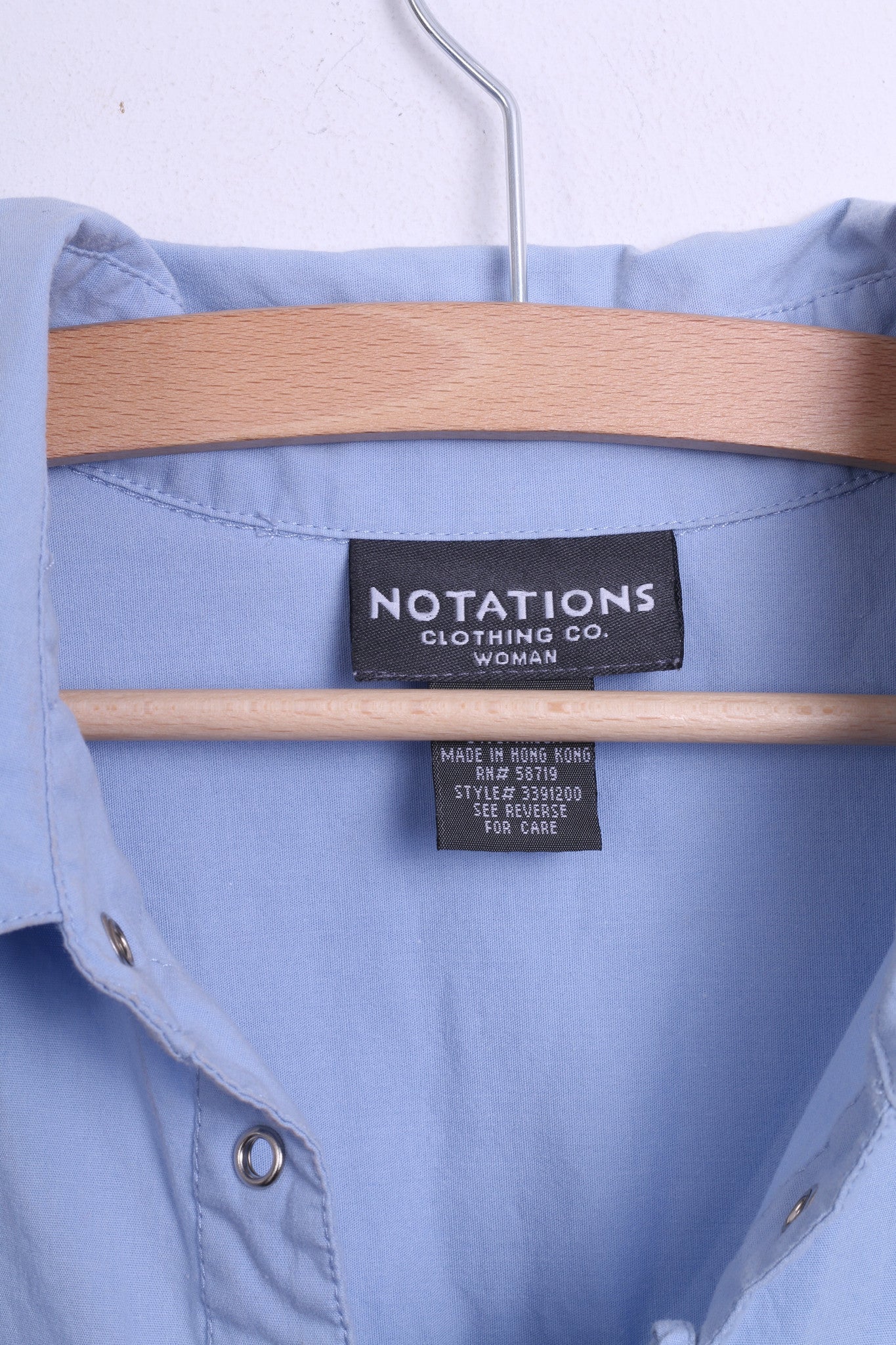 Notations Womens 2XL Casual Shirt Cotton Blue Short Sleeve - RetrospectClothes