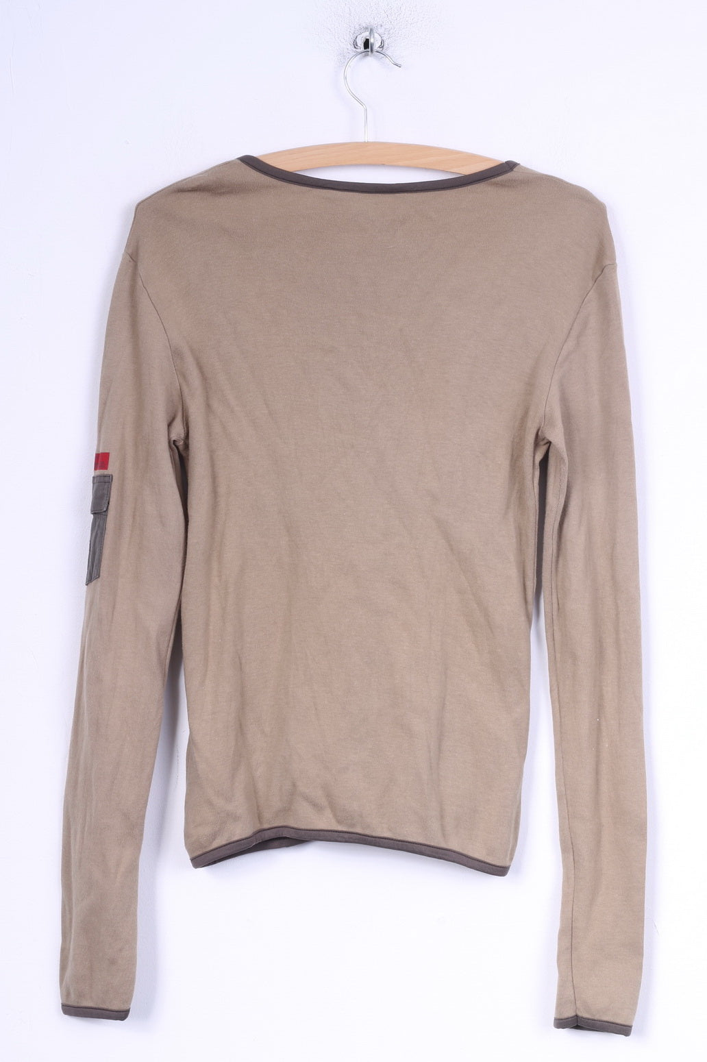 Levi's Femme L (M) Chemise à manches longues Beige Coton Col rond Haut militaire