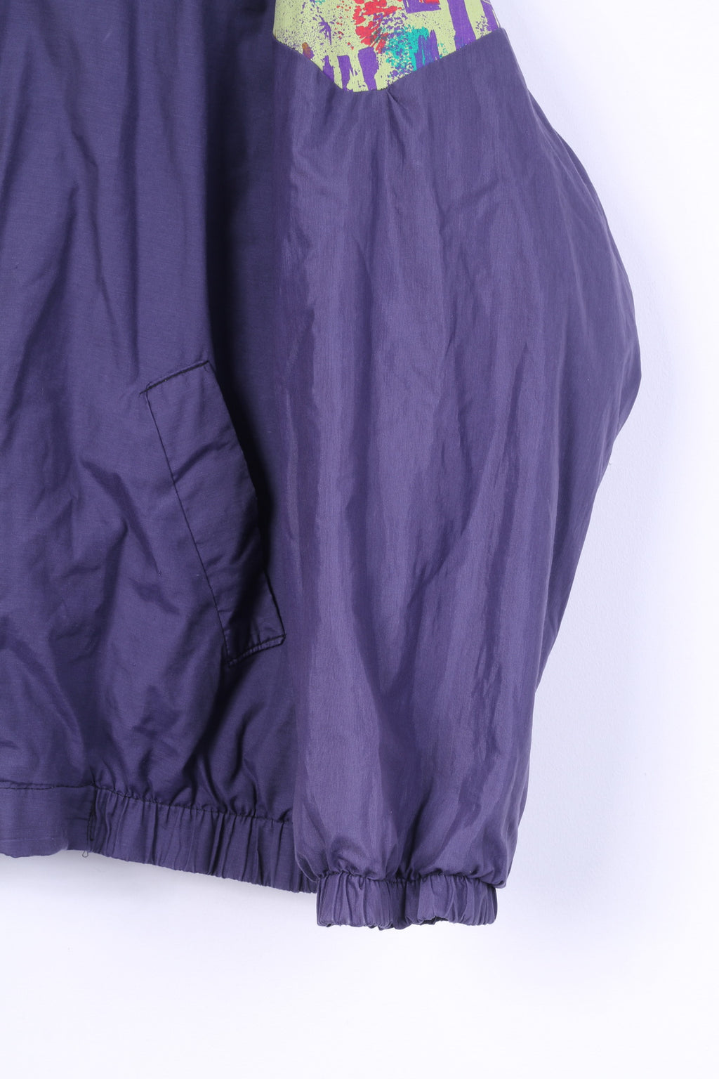 Rétro Hommes L Veste Violet Festival Rembourré Zippé Coton Mélangé Bomber