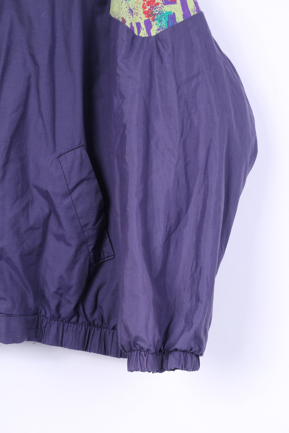 Rétro Hommes L Veste Violet Festival Rembourré Zippé Coton Mélangé Bomber