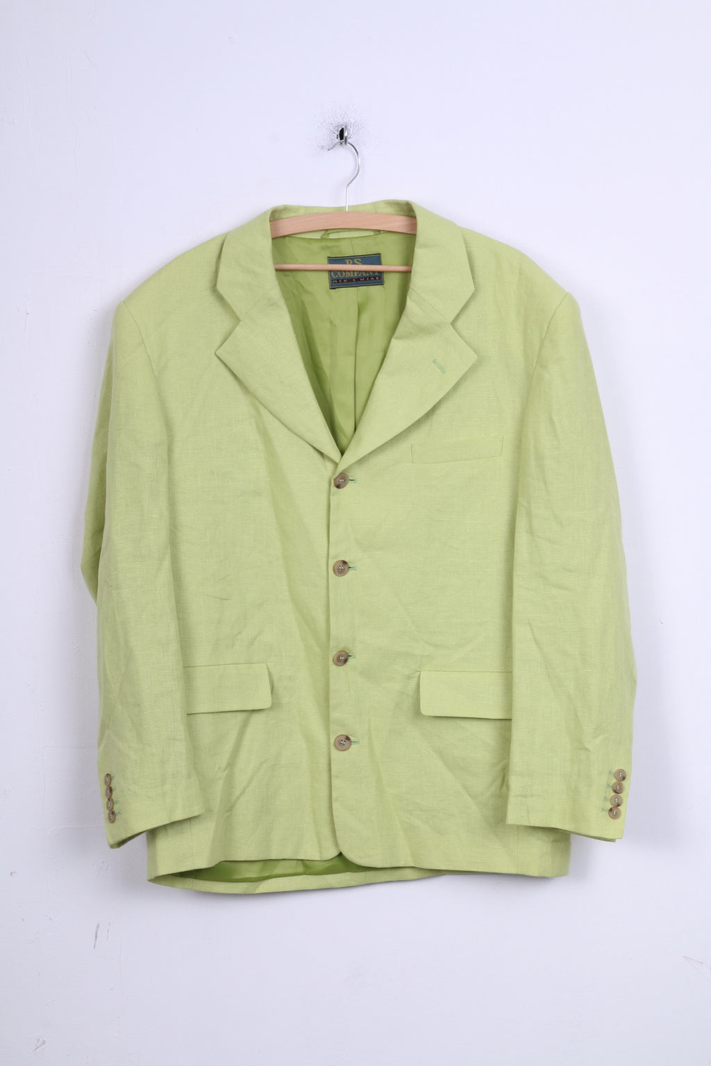 P.S. Company Mens 50 L Jacket Lime Blazer Linen Single Breasted