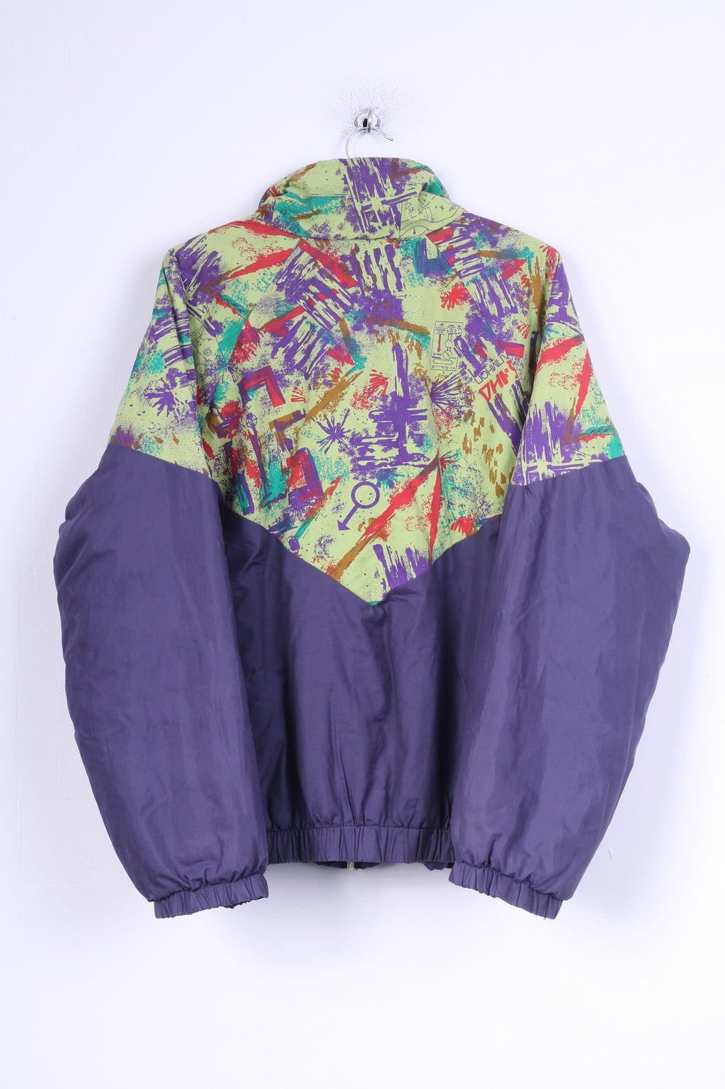 Rétro Hommes L Veste Violet Festival Rembourré Zippé Coton Mélangé Bomber