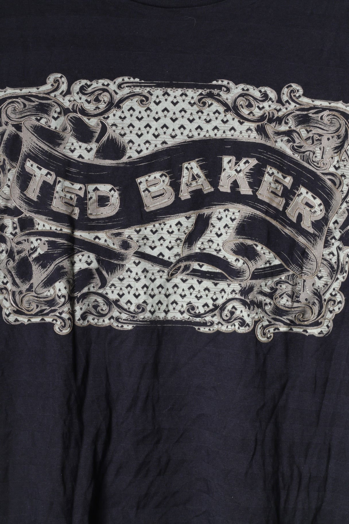 Ted Baker Men 5 M Shirt Black Graphic Cotton Crew Neck Classic Top