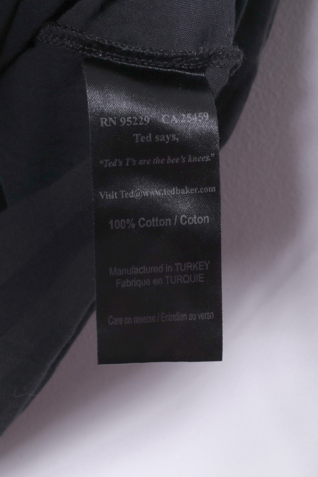 Ted Baker Men 5 M Shirt Black Graphic Cotton Crew Neck Classic Top