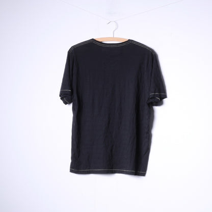 Ted Baker Men 5 M Shirt Black Graphic Cotton Crew Neck Classic Top