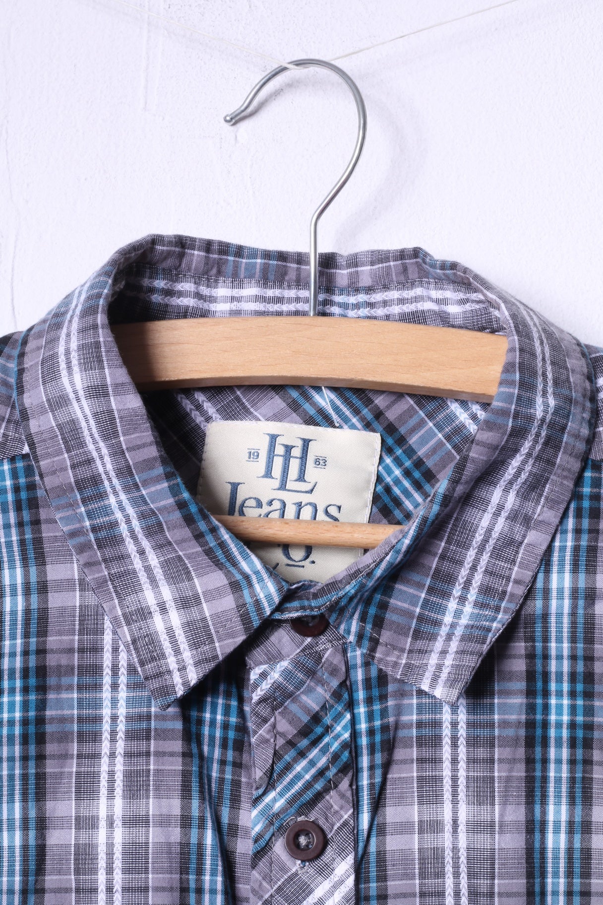 Henri Lloyd Mens M Casual Shirt Blue Check Long Sleeve Cotton Pockets