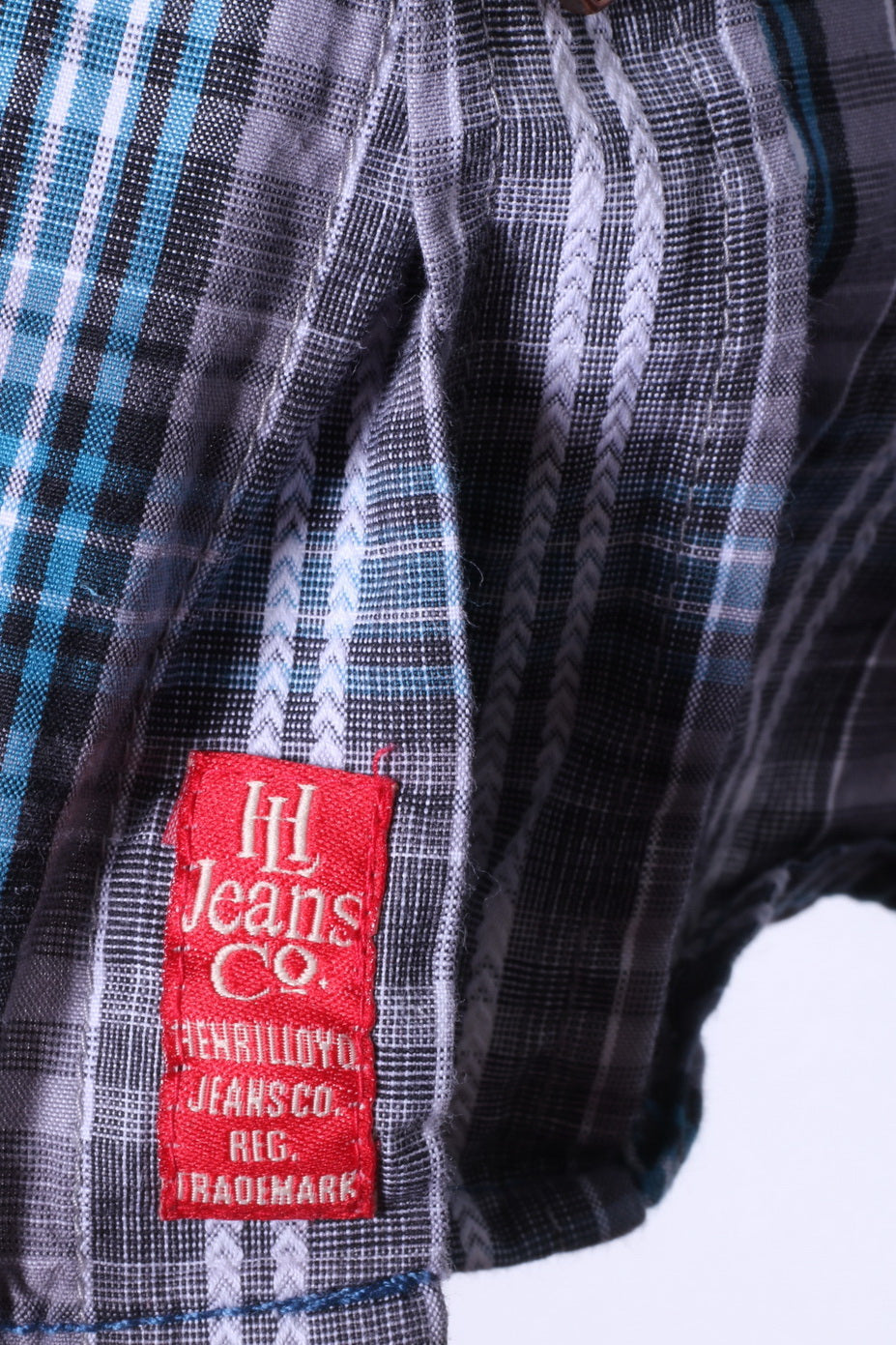 Henri Lloyd Mens M Casual Shirt Blue Check Long Sleeve Cotton Pockets