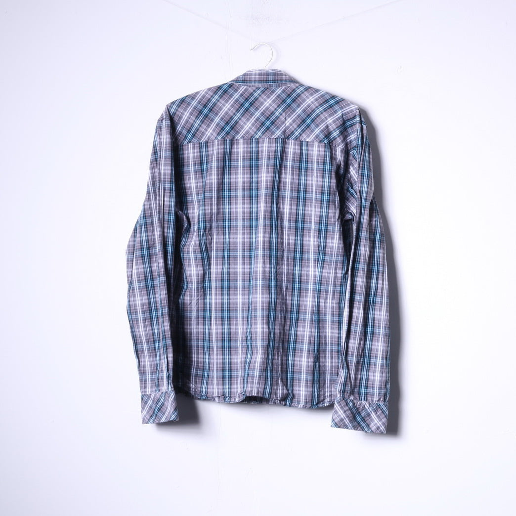 Henri Lloyd Mens M Casual Shirt Blue Check Long Sleeve Cotton Pockets
