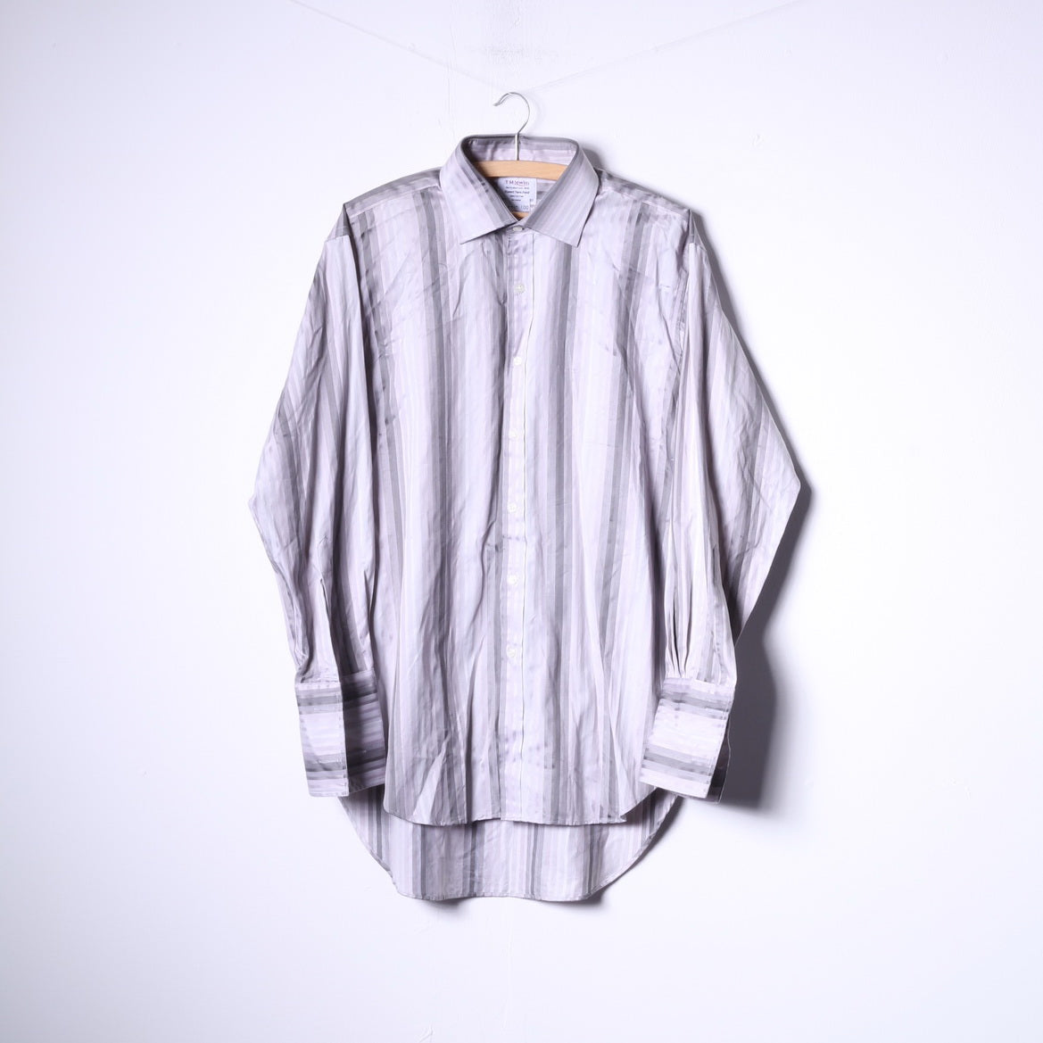TMLewin Camicia casual da uomo 16.5 33 L Top elegante con polsini a righe in cotone grigio