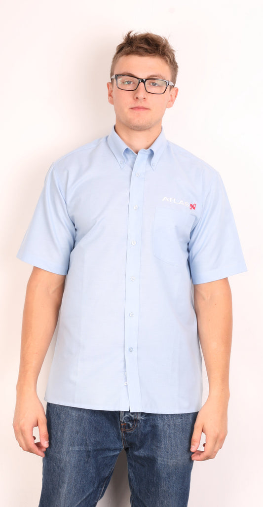 Dickies Mens 15.5/39 L/XL Casual Shirt Blue Short Sleeve Summer Cotton - RetrospectClothes
