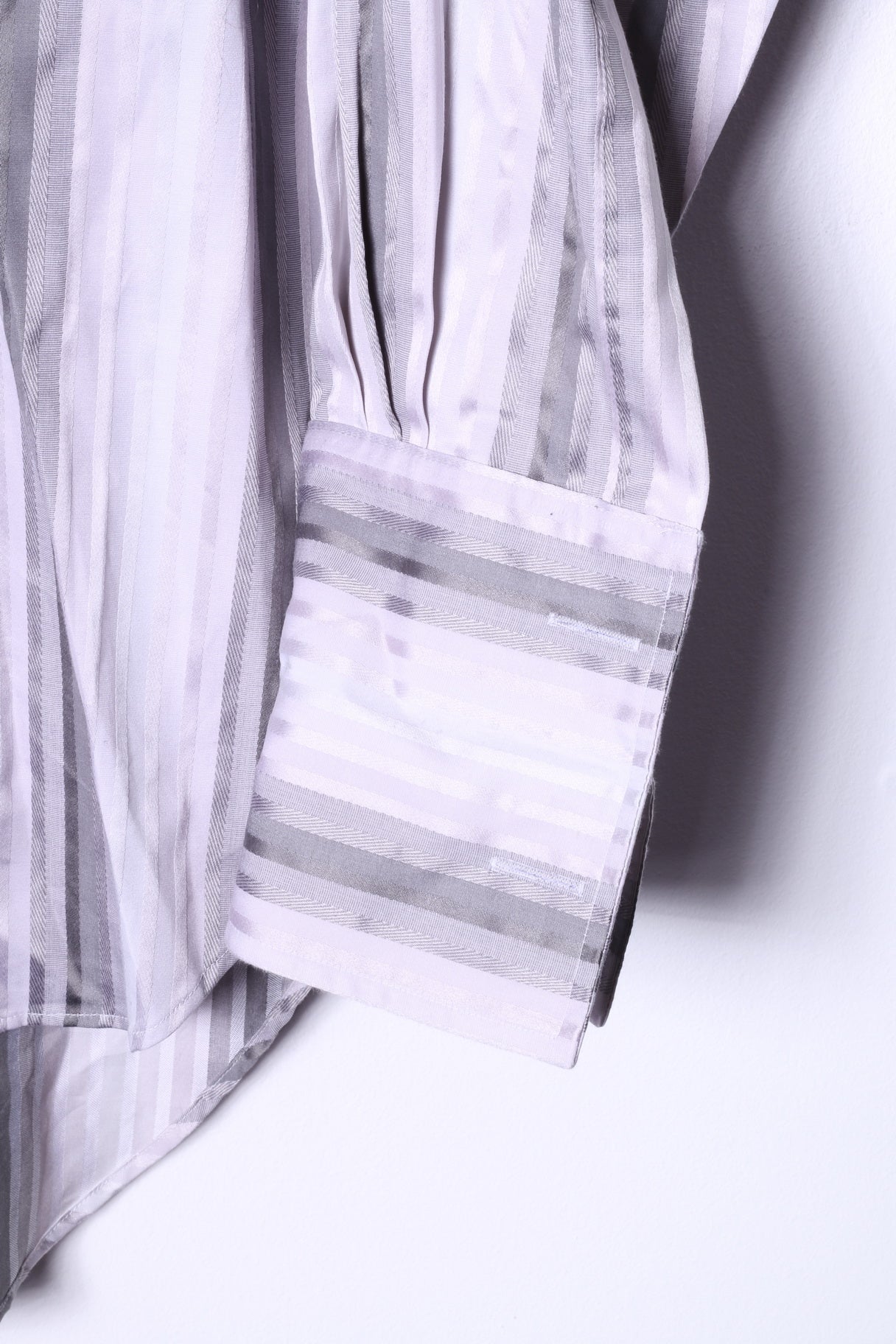 TMLewin Camicia casual da uomo 16.5 33 L Top elegante con polsini a righe in cotone grigio