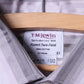 T.M.Lewin Mens 16.5 33 L Casual Shirt Grey Cotton Striped Cuff Elegant Top