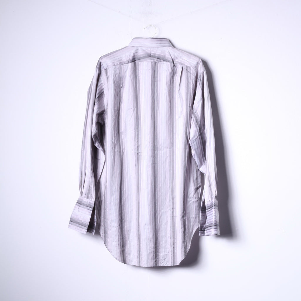 TMLewin Camicia casual da uomo 16.5 33 L Top elegante con polsini a righe in cotone grigio