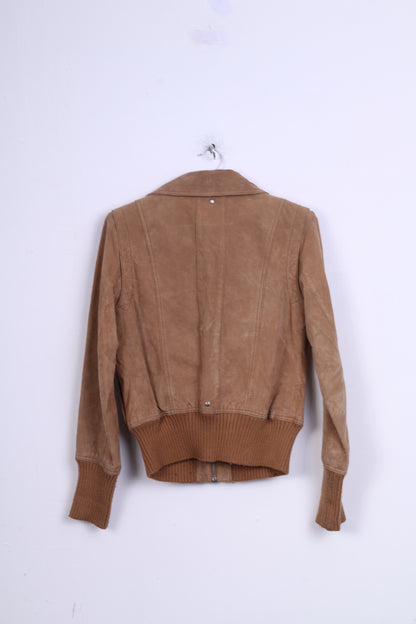 Giacca da donna AMISU 40 L Top in pelle Ramones New Yorker Zip Up Camel