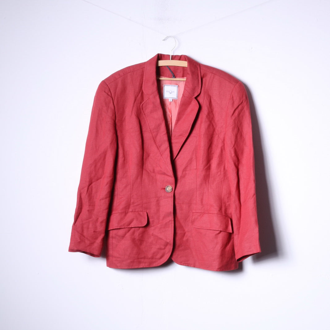 Marc Aurel Womens 42 Blazer Rouge Simple Boutonnage Lin Épaulettes Top