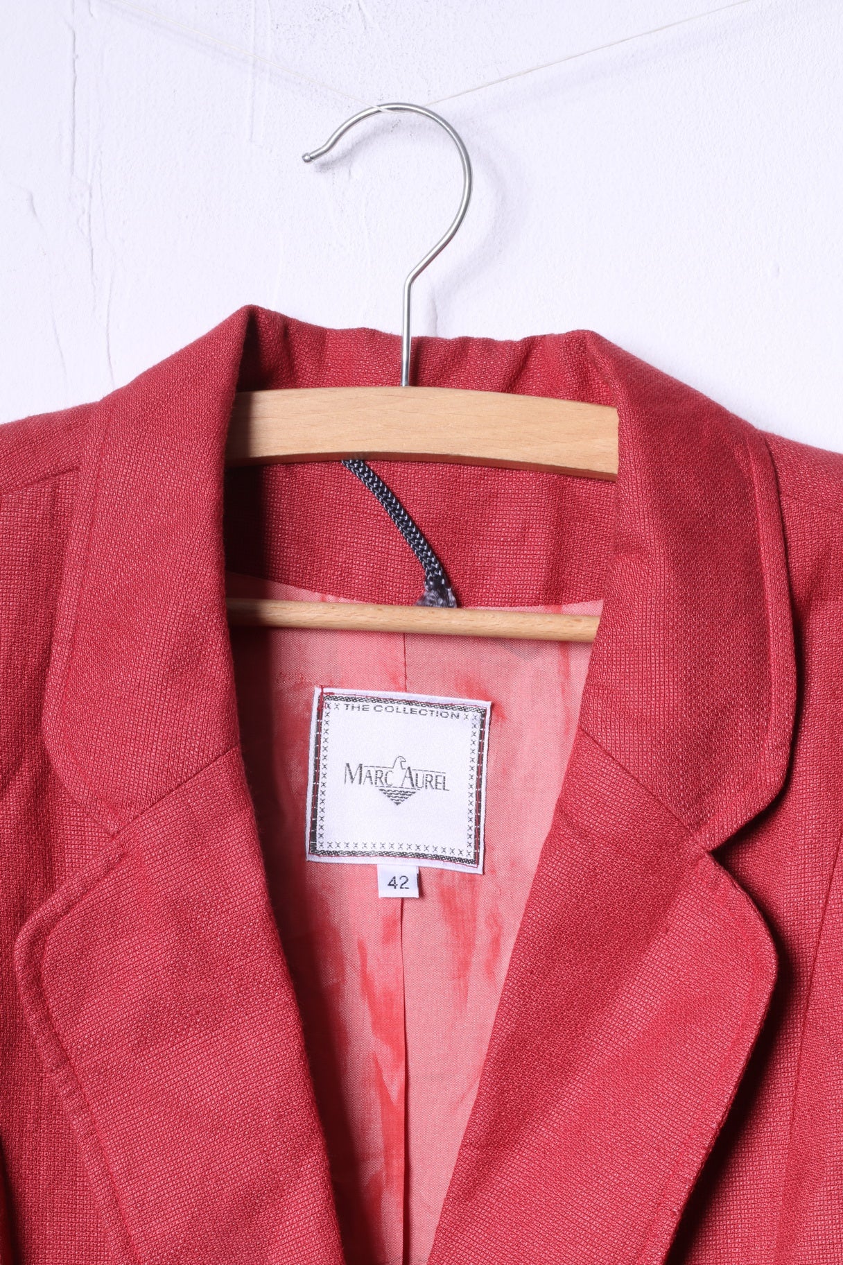 Marc Aurel Womens 42 Blazer Rouge Simple Boutonnage Lin Épaulettes Top